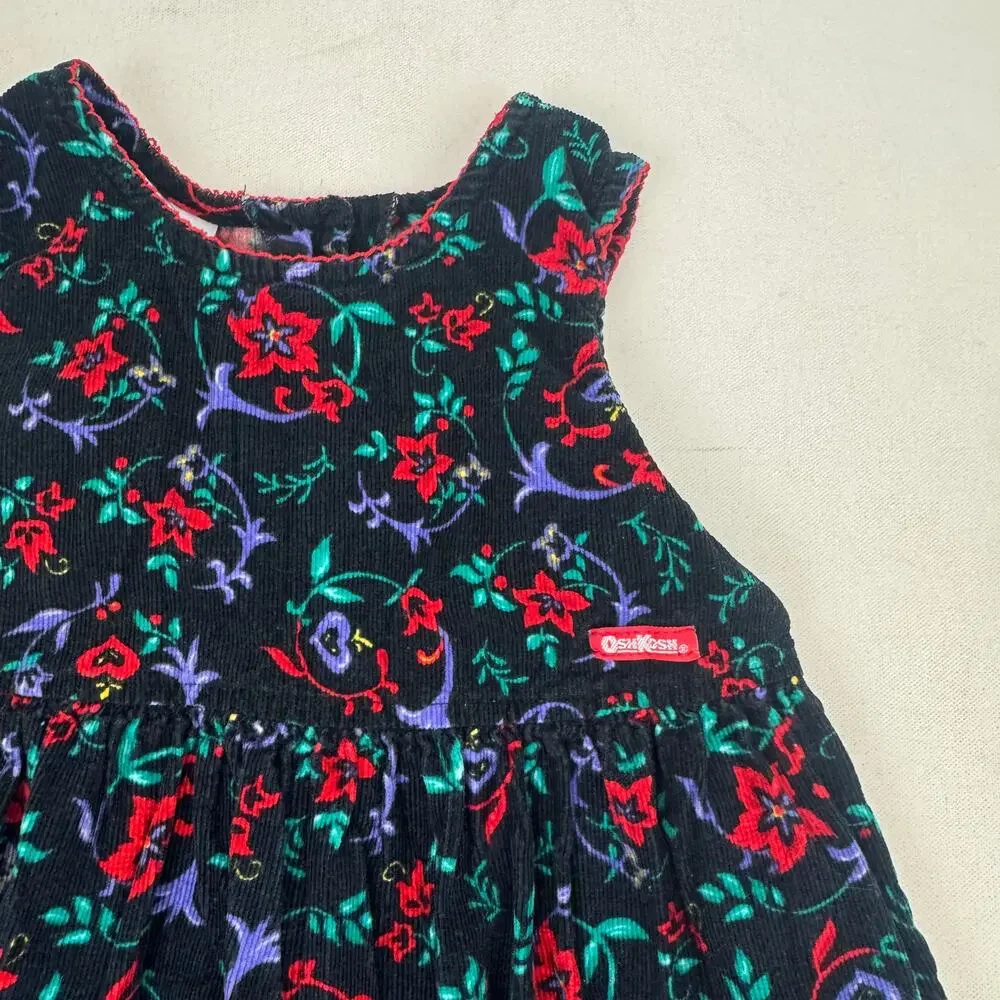 VTG OshKosh B'Gosh Floral Corduroy Jumper Dress 6 Cotton USA